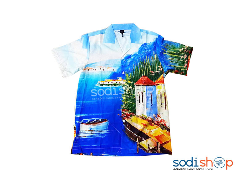 Chemise à Imprimé Couleur Bleu - Ultra Stylée Pour Homme BK0096