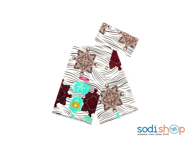 Wax Hollandais Chygan 3 Pagnes - Tissu 100% Coton Couleur Marron et Beige 6 Yards OM00121