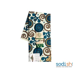 Wax Chaigany 3 Pagnes - Tissu 100% Coton Couleur Jaune et Bleu 6 Yards OM00121