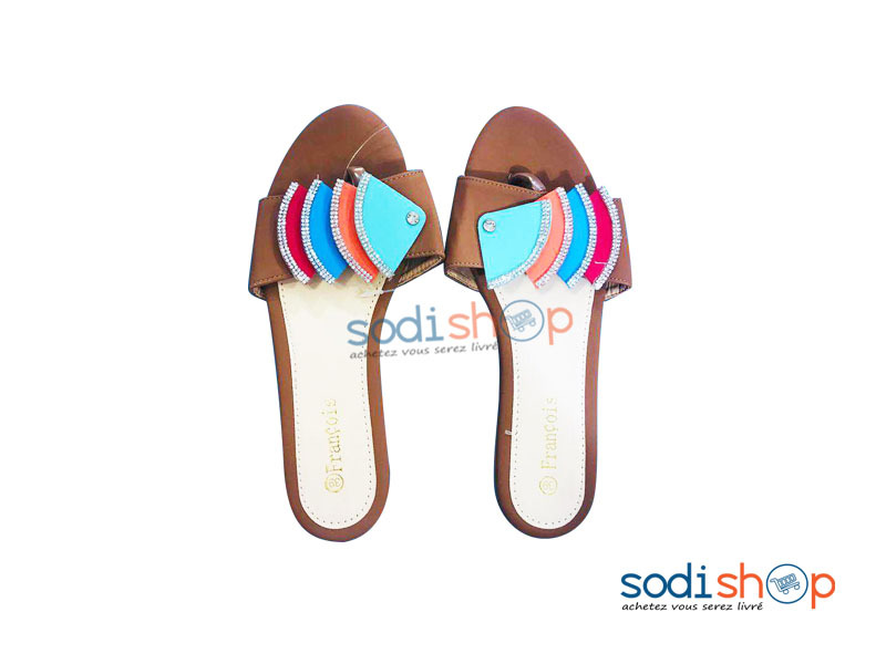 Sandales Plates - Chaussure Pour Femme Couleur Marron OM00122
