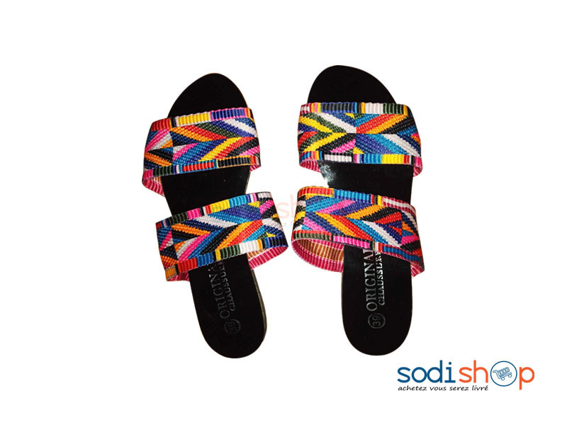 Sandales à Deux Brides Nu-Pied Pour Femme Multicolore Pointure 39 AY00145