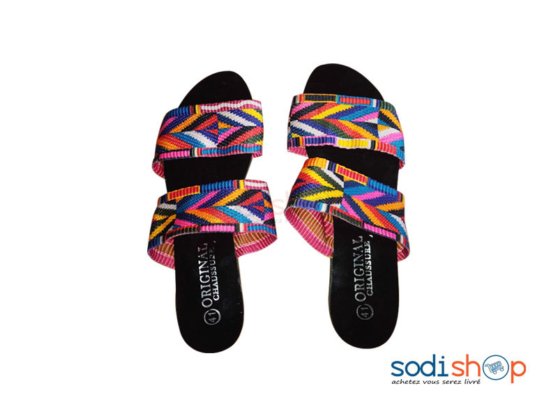Sandales à Deux Brides Nu-Pied Pour Femme Multicolore Pointure 41 AY00145