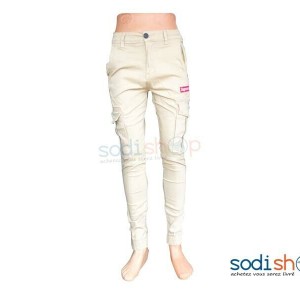 Jean Supreme Haute Qualité - Poches Latérales Couleur Blanc Pour Homme BK0096