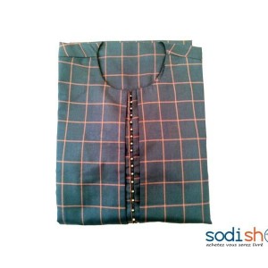 Boubou en Tissu Quadrillé Pour Homme Couleur Verte AY00152
