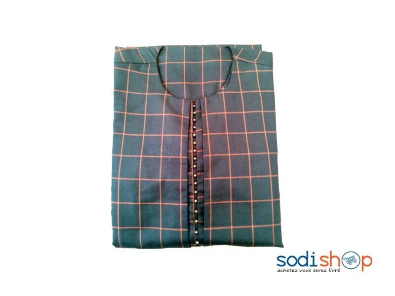 Boubou en Tissu Quadrillé Pour Homme Couleur Verte AY00152
