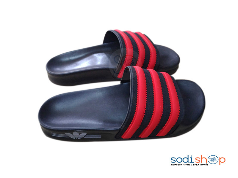 Chaussure Sandale Pour Homme en Caoutchouc Adidas Noir/ Rouge MS0076