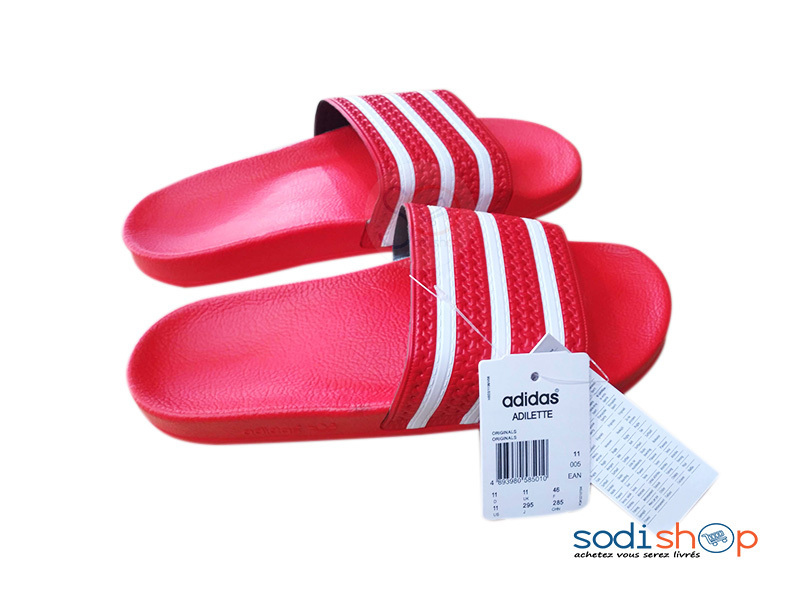 Chaussure Sandale Pour Homme en Caoutchouc Adidas Rouge/ Blanc MS0076