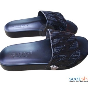 Chaussure Sandale Pour Homme en Caoutchouc Versace Noir MS0076
