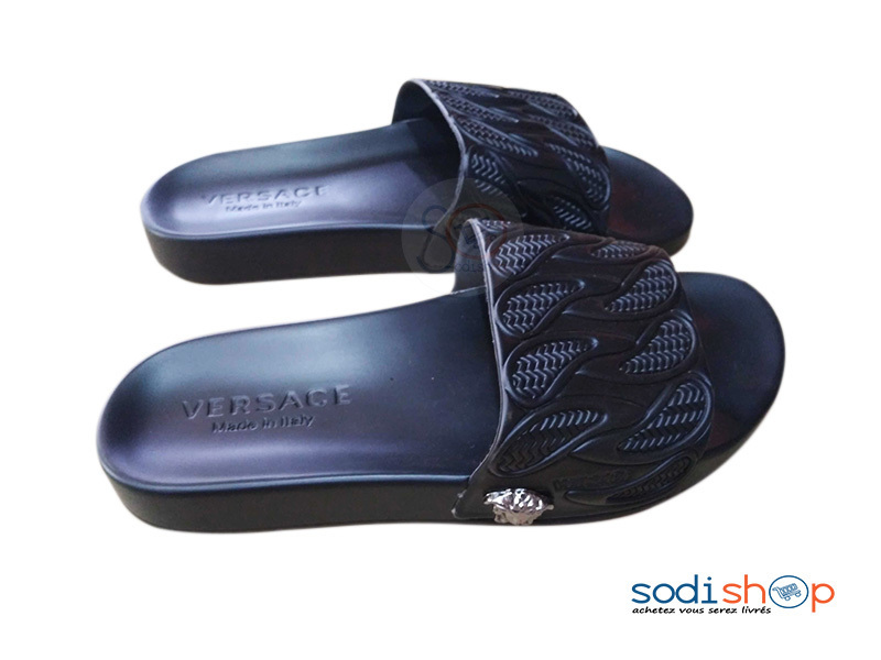 Chaussure Sandale Pour Homme en Caoutchouc Versace Noir MS0076