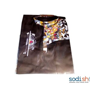 Chemise Homme En Tissu Pagne Pour Homme Couleur Noir OD00154