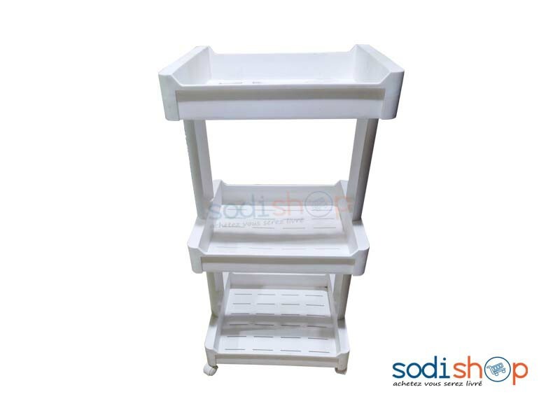 Etagère de Rangement à Roulette Couleur Blanche Trois Etage – Image 2