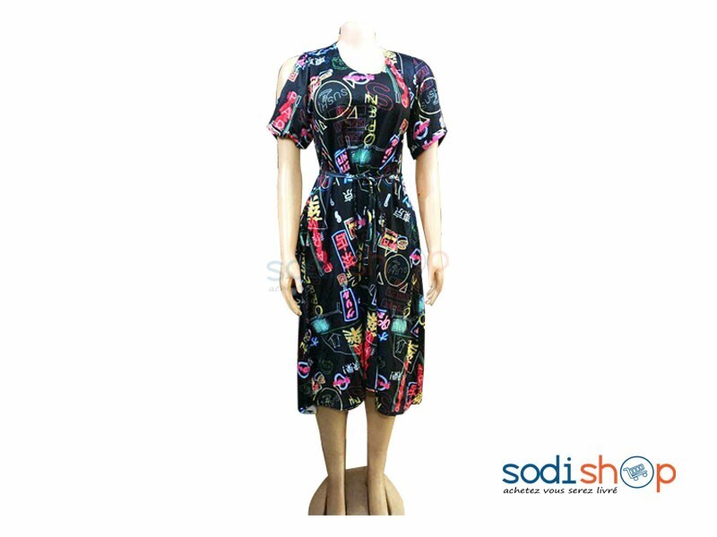 Mini Robe Imprimé Manche Courte Dénude MKS00133