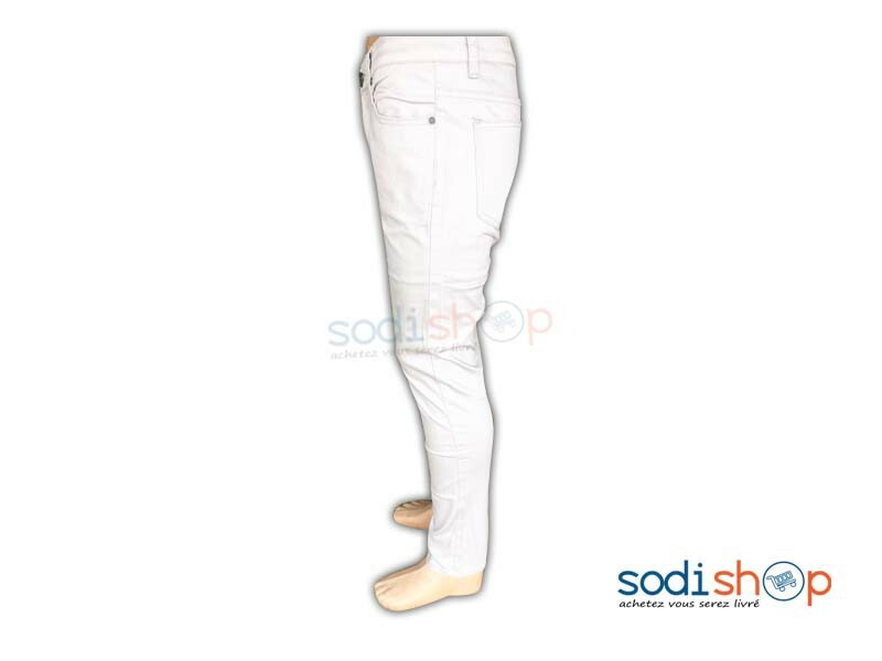 Pantalon en Jeans Couleur Blanche Pour Homme BK0096 – Image 2