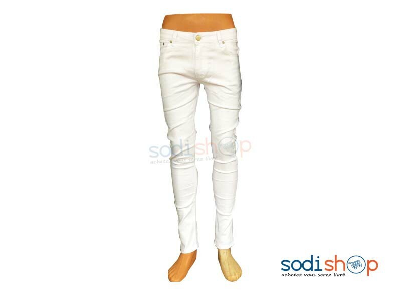 Pantalon en Jeans Couleur Blanche Pour Homme BK0096