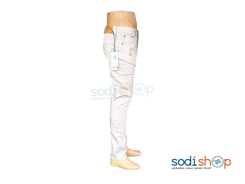 Pantalon en Jeans Slim Pour Homme Couleur Blanche BK0096 – Image 2