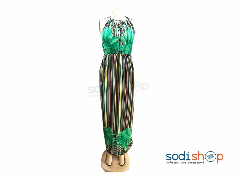 Robe En Tissu Moulante Fine Brettelle Couleur Verte MKS00133