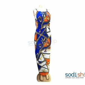 Robe En Tissu Moulante Fine Brettelle Multicolore MKS00133