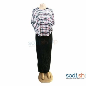 Robe Moulante avec Gilet Imprimé Couleur Noir MKS00133