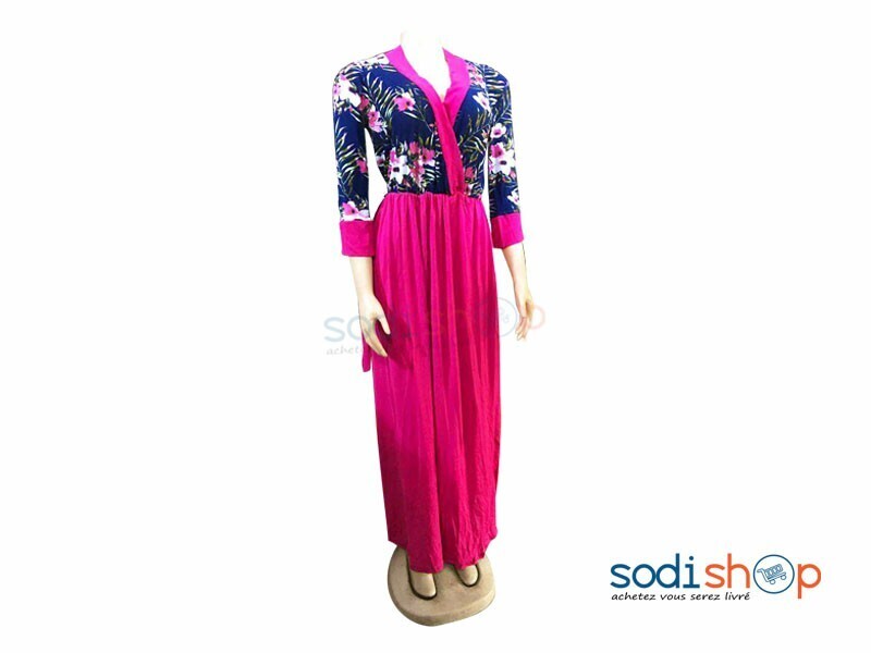 Robe en Elasthanne Style Croisé Manche Trois Quart MKS00133