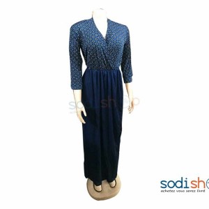 Robe en Elasthanne Style Croisé Manche Trois Quart MKS00133