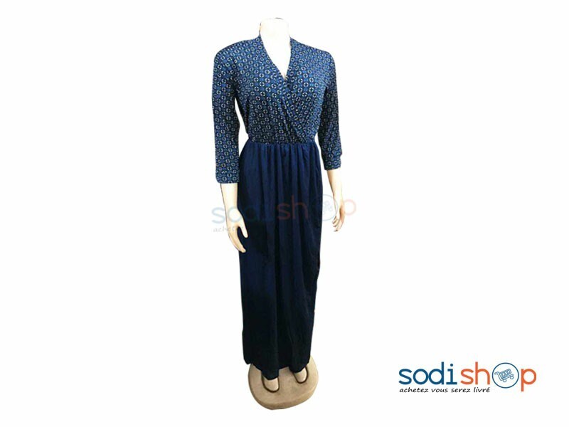 Robe en Elasthanne Style Croisé Manche Trois Quart MKS00133