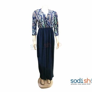 Robe en Elasthanne Style Croisé Manche Trois Quart MKS00133