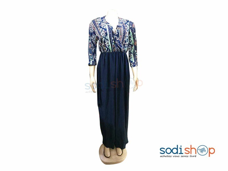 Robe en Elasthanne Style Croisé Manche Trois Quart MKS00133