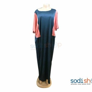 Robe en Tissu Imprimé Multicolore Manche Large MKS00133
