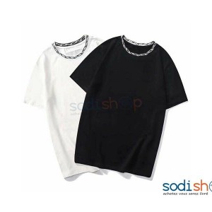 T-Shirt Col Personnalisé Imprimé Couleur BK0096 Noir et Blanc
