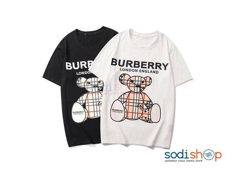 T-Shirt Personnalisé Imprimé Burberry Couleur Noir et Blanc BK0096