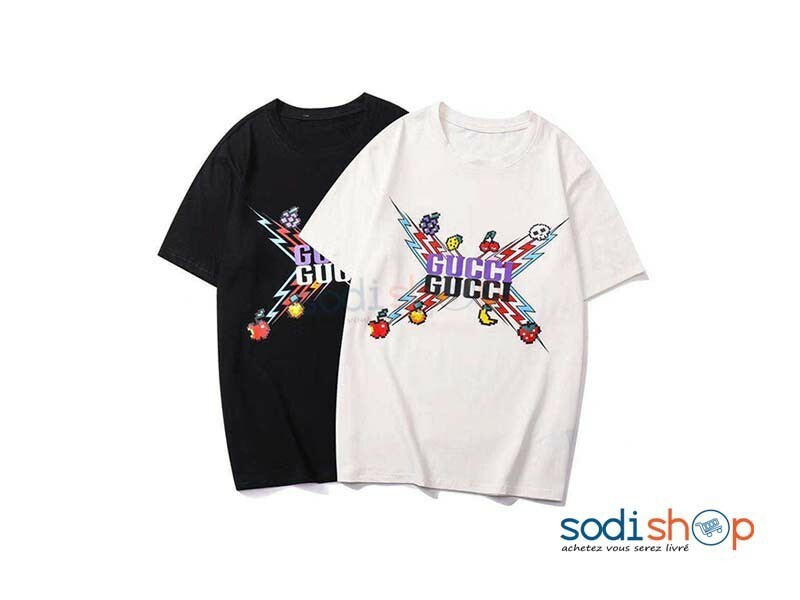 T-Shirt Personnalisé Imprimé Gucci Couleur Noir et Blanc BK0096