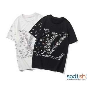 T-Shirt Personnalisé Imprimé Louis Vuitton Couleur Noir et Blanc BK0096