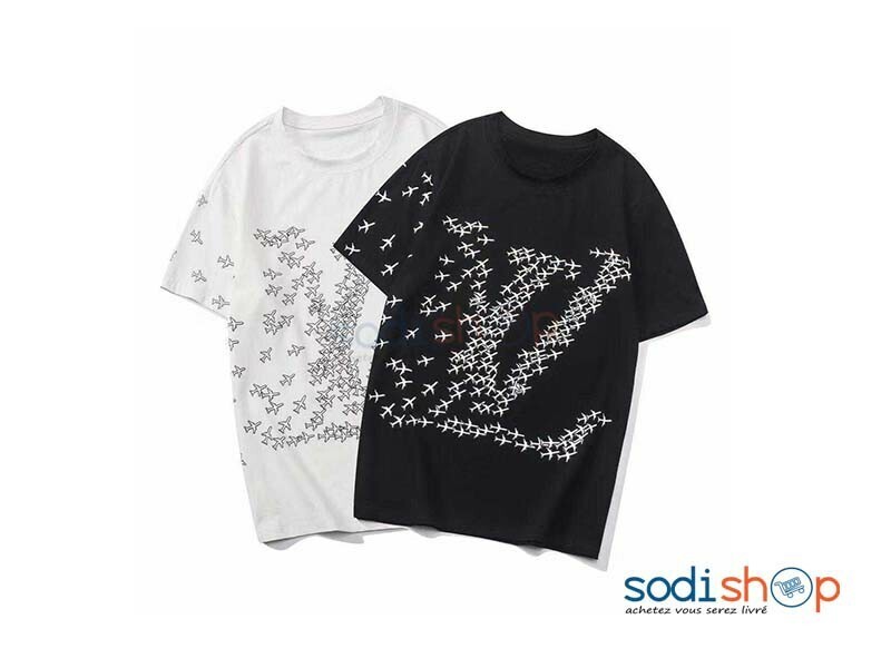 T-Shirt Personnalisé Imprimé Louis Vuitton Couleur Noir et Blanc BK0096