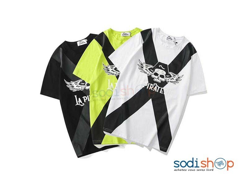 T-Shirt Personnalisé Imprimé Pirate Couleur Noir, Blanc et Verte BK0096