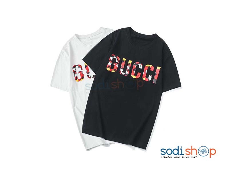 T-Shirt Gucci Composition en Coton - Habit Couleur Noir BK0096