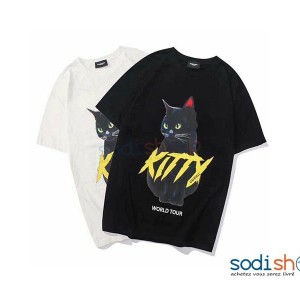 T-Shirt Kitty - Composition en Coton Habit Couleur Noir BK0096