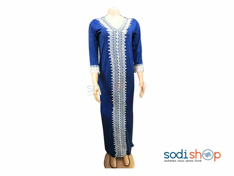 Robe Longue Brodé - Couleur Bleu Habit Pour Femme MKS00133