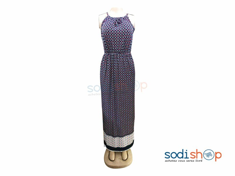 Robe Longue Sans Manches - Couleur Noir et Blanc Habit Pour Femme MKS00133