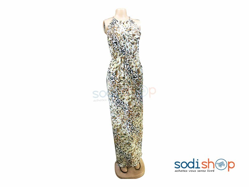 Habit Pour Femme - Robe Élégante Imprimé Léopard Couleur Jaune MKS00133