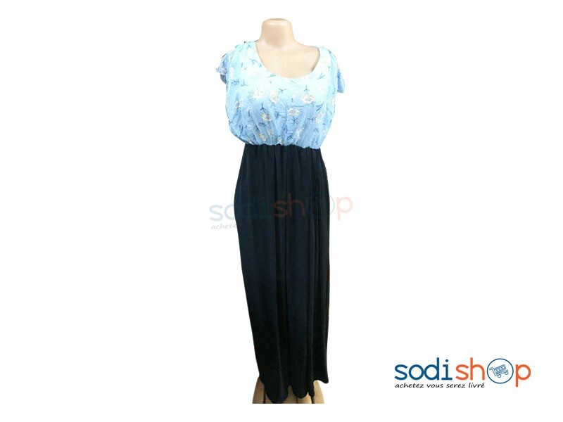 Habit Pour Femme - Robe Élégante Sans Manches Couleur Noir et Bleu MKS00133
