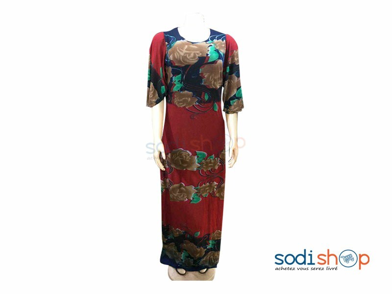 Robe Longue Tissu Élégant - Couleur Rouge et Bleu Habit Pour Femme MKS00133
