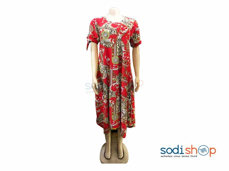 Robe Mi-Longue - Imprimé Classique Couleur Rouge Pour Femme MKS00133