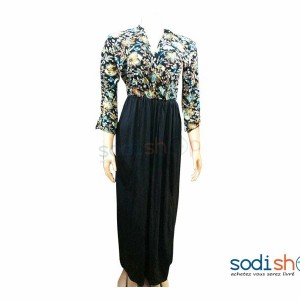 Habit Pour Femme - Robe Elegante Couleur Noir et Jaune MKS00133