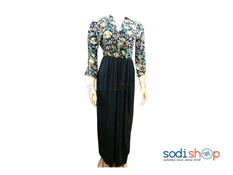 Habit Pour Femme - Robe Elegante Couleur Noir et Jaune MKS00133