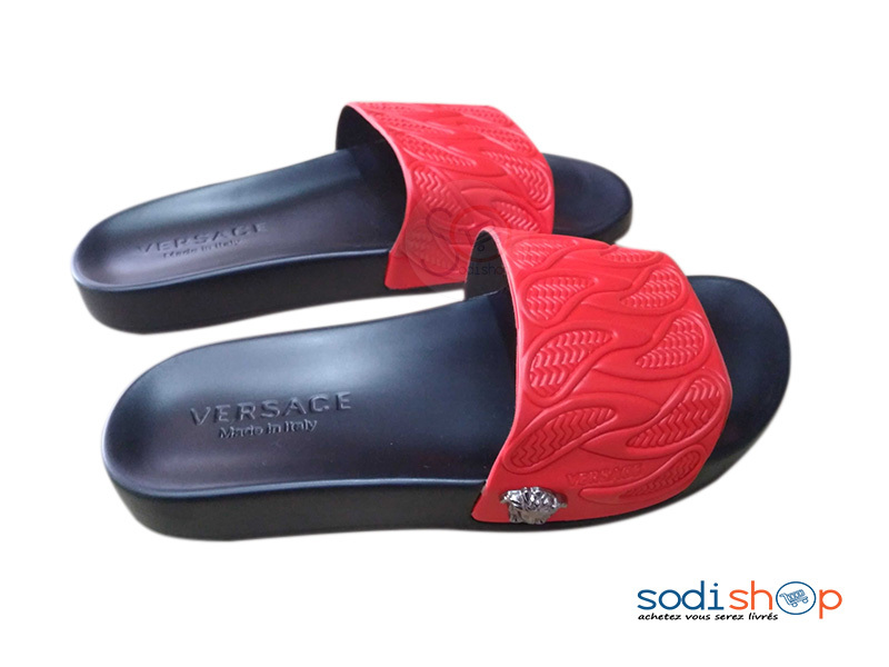 Sandales Versace - Claquette Rouge et Noir Chaussures Tendances MS0076