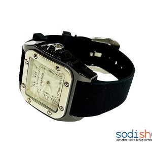 Montre Cartier Bracelet en Silicone - Couleur Noir et Argent Pour Homme- DI0026