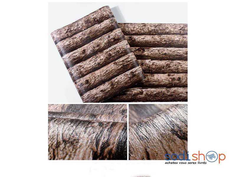 Papier Peint Simulation Bois Décoration Pour Maison et Bureaux - Couleur Marron AK0028