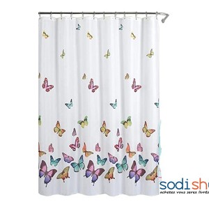 Rideau De Douche - Shower Curtain Motif Papillon 180x200  cm – Couleur Blanche AK0028