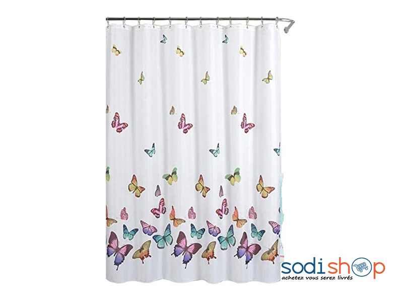 Rideau De Douche - Shower Curtain Motif Papillon 180x200 cm – Couleur Blanche AK0028
