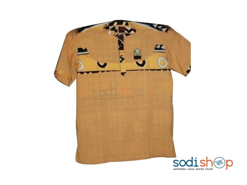 Habit Pour Homme - Chemise en Coton Motif Africain Couleur Marron OD00154